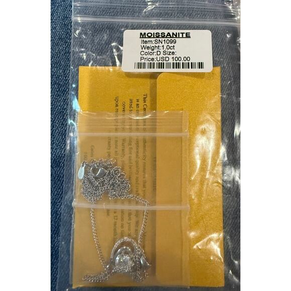 Moissanite 1 Carat Heart Necklace*Silver over Stainless*Retail is $100 - Picture 5 of 5